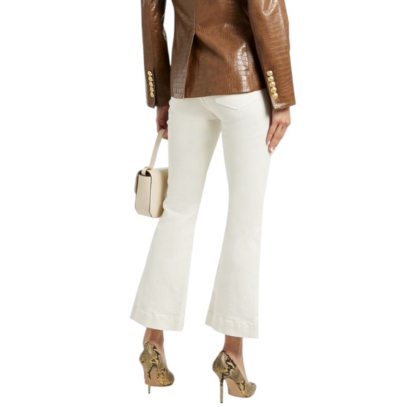 Veronica Beard Carson High Rise Ankle Flare Jeans in Ecru Wash - Picture 2 of 9